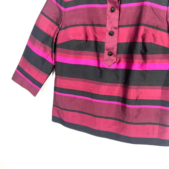 Talbots Womens 100% Silk Size 2 Red Formal Blouse Shirt Top Elegant Artsy Casual - Picture 5 of 9